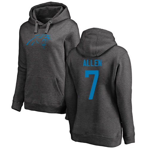 Carolina Panthers Ash Women Kyle Allen One Color NFL Football #7 Pullover Hoodie Sweatshirts->women nfl jersey->Women Jersey